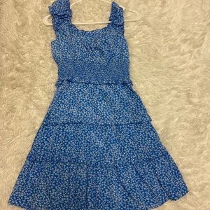 Blue and white flowery dress